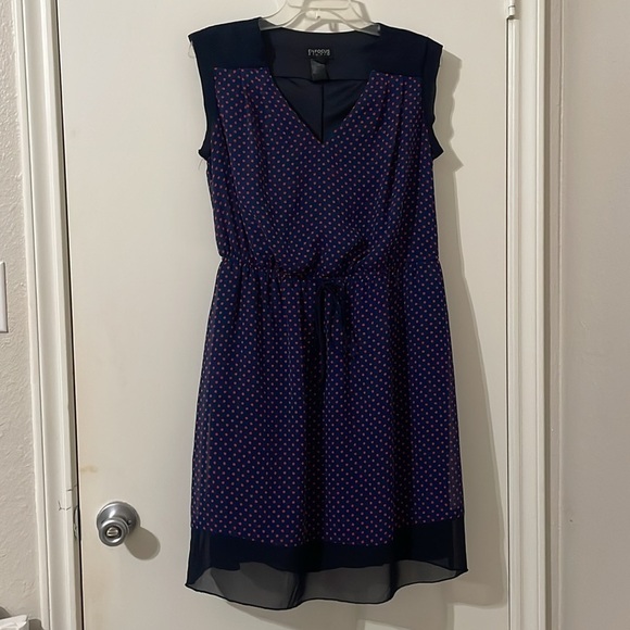 Enfocus Studio Navy and Red Polka Dot Dress Size 14 - Picture 1 of 4